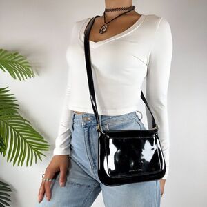 Vintage Y2K Liz Claiborne Black Coquette Soft Grunge Crossbody Mini Bag Purse